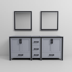 English Elm Dark Grey Double Bath Vanity 80" W With 30" Mirrors - Elegant Storage & Durable Design For Bathrooms B2731S00587