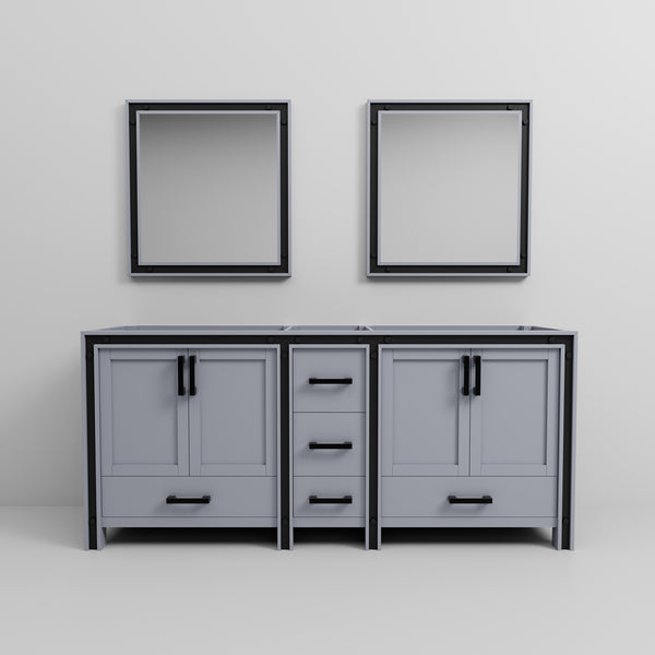 English Elm Dark Grey Double Bath Vanity 80" W With 30" Mirrors - Elegant Storage & Durable Design For Bathrooms B2731S00587