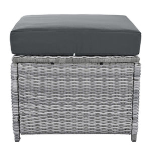 English Elm Outdoor Furniture Set: Modern Rattan Patio Set With Adjustable Recliners, Glass Tables & Ottomans N719Z000120E-GIGA