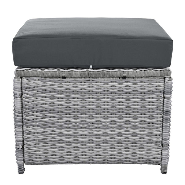 English Elm Outdoor Furniture Set: Modern Rattan Patio Set With Adjustable Recliners, Glass Tables & Ottomans N719Z000120E-GIGA