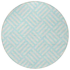 Homeroots 3' Artichoke Green Geometric Washable Area Rug - Stylish Indoor/Outdoor Design For Any Space 8' Round Polyester 578708