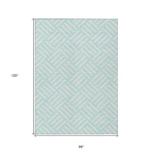 Homeroots 3' Artichoke Green Geometric Washable Area Rug - Stylish Indoor/Outdoor Design For Any Space 8' X 10' Polyester 578709