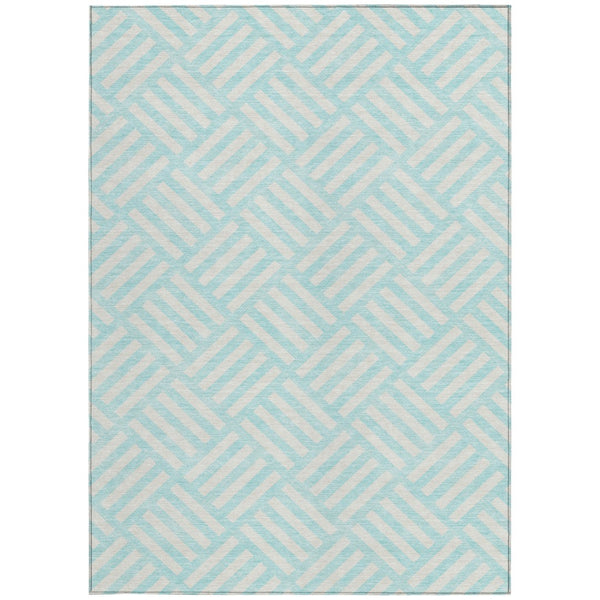 Homeroots 3' Artichoke Green Geometric Washable Area Rug - Stylish Indoor/Outdoor Design For Any Space 10' X 14' Polyester 578711