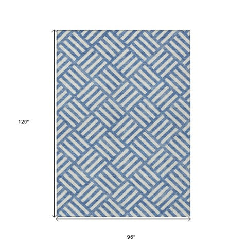Homeroots 3' Artichoke Green Geometric Washable Area Rug - Stylish Indoor/Outdoor Design For Any Space 8' X 10' Polyester 578721