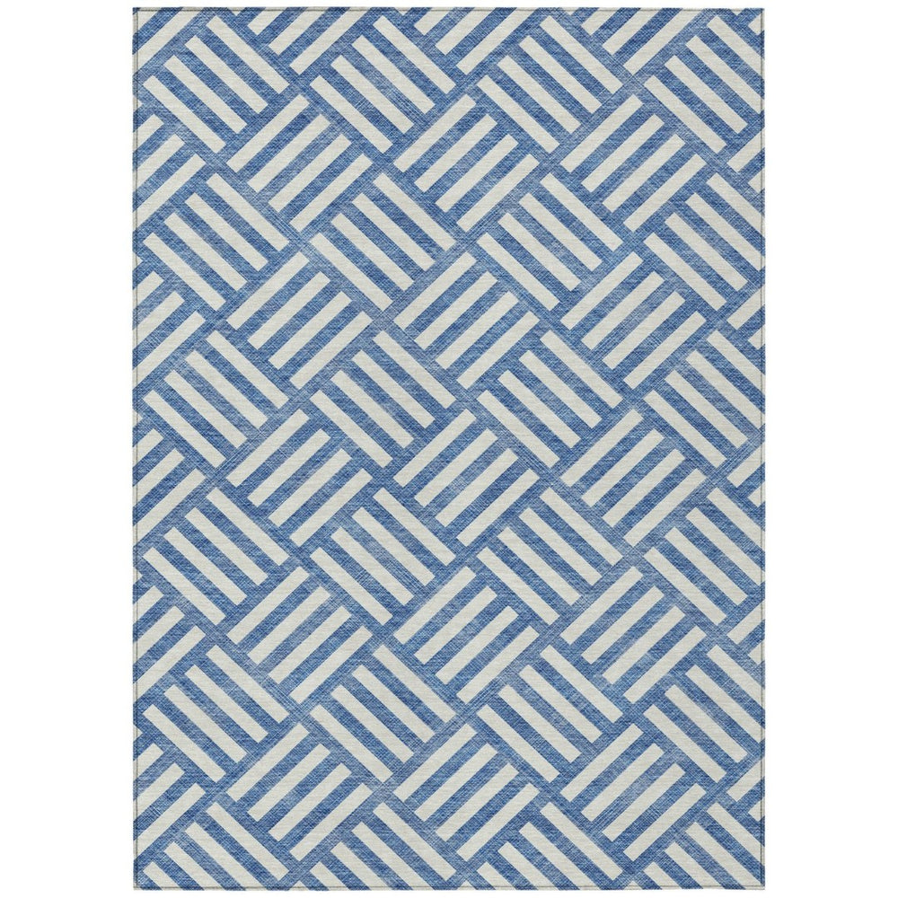 HomeRoots 9' Blue and Ivory Geometric Indoor Outdoor Area Rug - Durable, Washable, Non-Slip, Stylish Design 9' X 12' 578722