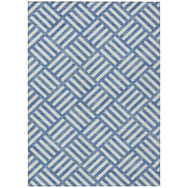 HomeRoots 9' Blue and Ivory Geometric Indoor Outdoor Area Rug - Durable, Washable, Non-Slip, Stylish Design 9' X 12' 578722