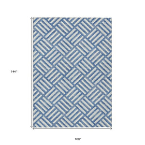 Homeroots 3' Artichoke Green Geometric Washable Area Rug - Stylish Indoor/Outdoor Design For Any Space 9' X 12' Polyester 578722