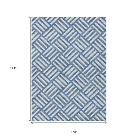 Homeroots 3' Artichoke Green Geometric Washable Area Rug - Stylish Indoor/Outdoor Design For Any Space 9' X 12' Polyester 578722