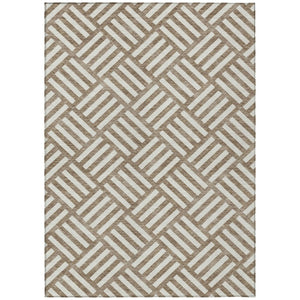HomeRoots 9' Brown and Ivory Geometric Washable Area Rug for Indoor and Outdoor Use – Durable, Stylish, Easy Care 9' X 12' 578728