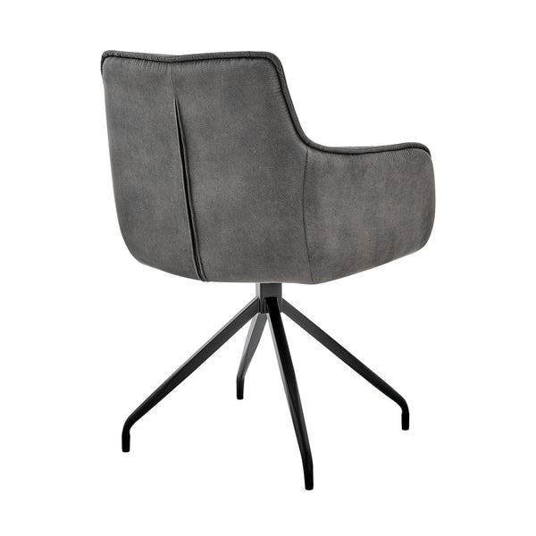 English Elm Flannor Charcoal Fabric Dining Accent Chair with Black Metal Legs — Modern, Durable Seating (98) B2736P354326