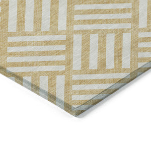 Homeroots 3' Artichoke Green Geometric Washable Area Rug - Stylish Indoor/Outdoor Design For Any Space 3' X 5' Polyester 578736