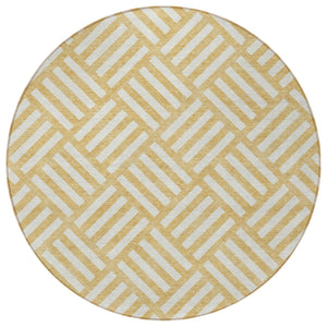 Homeroots 3' Artichoke Green Geometric Washable Area Rug - Stylish Indoor/Outdoor Design For Any Space 8' Round Polyester 578738