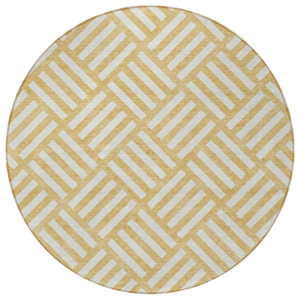 Homeroots 3' Artichoke Green Geometric Washable Area Rug - Stylish Indoor/Outdoor Design For Any Space 8' Round Polyester 578738
