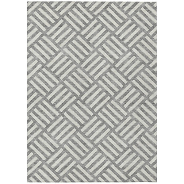 HomeRoots 5' Gray and Ivory Geometric Area Rug – Durable, Washable, and Perfect for Indoor or Outdoor Use 8' X 10' 578745
