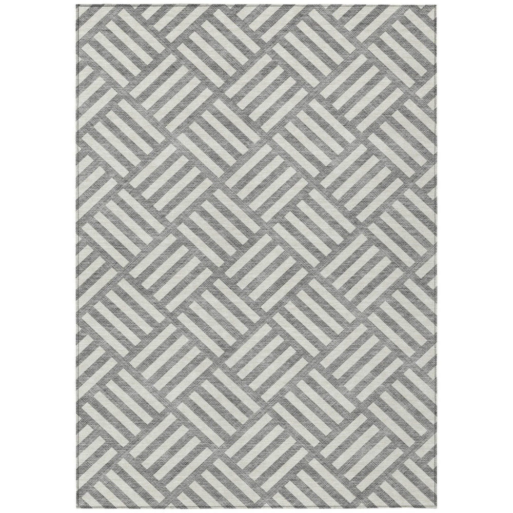 HomeRoots 9' Gray and Ivory Geometric Area Rug – Stylish, Durable, Washable for Indoor and Outdoor Spaces 9' X 12' 578746
