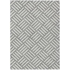 HomeRoots 5' Gray and Ivory Geometric Area Rug – Durable, Washable, and Perfect for Indoor or Outdoor Use 10' X 14' 578747