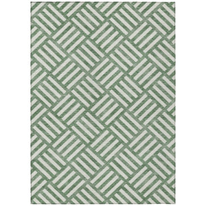 HomeRoots 5' Modern Green and Ivory Geometric Area Rug - Washable, Durable, Indoor/Outdoor Versatile Design 5' X 8' 578749