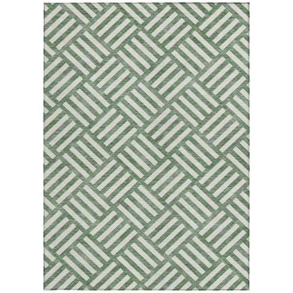 Homeroots 3' Artichoke Green Geometric Washable Area Rug - Stylish Indoor/Outdoor Design For Any Space 9' X 12' Polyester 578752