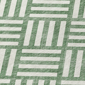 Homeroots 3' Artichoke Green Geometric Washable Area Rug - Stylish Indoor/Outdoor Design For Any Space 9' X 12' Polyester 578752