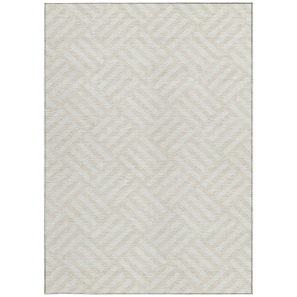 Homeroots 3' Artichoke Green Geometric Washable Area Rug - Stylish Indoor/Outdoor Design For Any Space 3' X 5' Polyester 578754