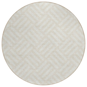 HomeRoots 5' Ivory and Beige Geometric Area Rug – Durable, Washable, Indoor/Outdoor Style for Any Space 8' Round 578756