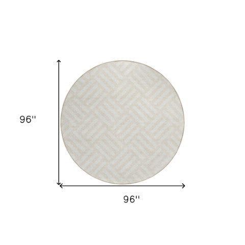 Homeroots 3' Artichoke Green Geometric Washable Area Rug - Stylish Indoor/Outdoor Design For Any Space 8' Round Polyester 578756