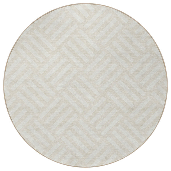 Homeroots 3' Artichoke Green Geometric Washable Area Rug - Stylish Indoor/Outdoor Design For Any Space 8' Round Polyester 578756