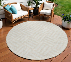 Homeroots 3' Artichoke Green Geometric Washable Area Rug - Stylish Indoor/Outdoor Design For Any Space 8' Round Polyester 578756