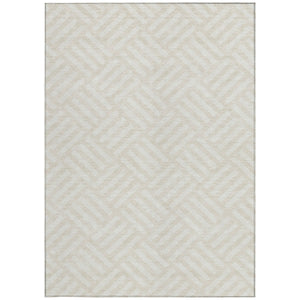 Homeroots 3' Artichoke Green Geometric Washable Area Rug - Stylish Indoor/Outdoor Design For Any Space 8' X 10' Polyester 578757