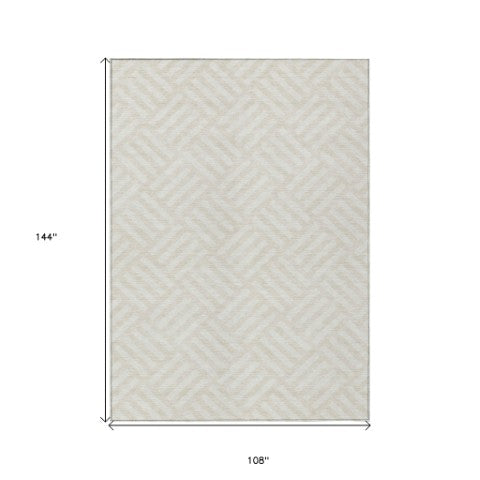 Homeroots 3' Artichoke Green Geometric Washable Area Rug - Stylish Indoor/Outdoor Design For Any Space 9' X 12' Polyester 578758