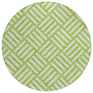 HomeRoots 5' Vibrant Lime Green and Ivory Geometric Indoor Outdoor Area Rug - Durable, Washable & Stylish Addition 8' Round 578762