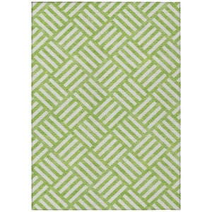 HomeRoots 9' Vibrant Lime Green and Ivory Geometric Washable Area Rug for Indoor and Outdoor Spaces 9' X 12' 578764