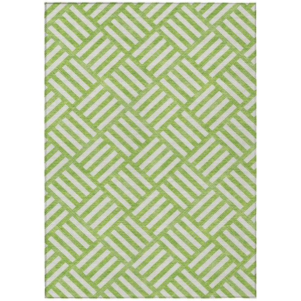 HomeRoots 9' Vibrant Lime Green and Ivory Geometric Washable Area Rug for Indoor and Outdoor Spaces 9' X 12' 578764