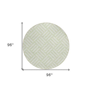 Homeroots 3' Artichoke Green Geometric Washable Area Rug - Stylish Indoor/Outdoor Design For Any Space 8' Round Polyester 578768