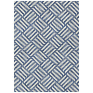 HomeRoots 5' Stylish Navy Blue and Ivory Geometric Area Rug - Durable, Washable, Perfect for Indoor & Outdoor Use 5' X 8' 578773