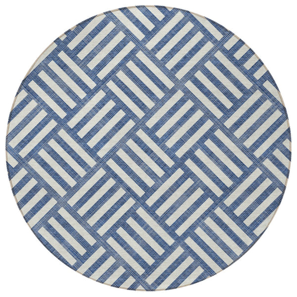 Homeroots 3' Artichoke Green Geometric Washable Area Rug - Stylish Indoor/Outdoor Design For Any Space 8' Round Polyester 578774
