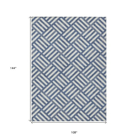 Homeroots 3' Artichoke Green Geometric Washable Area Rug - Stylish Indoor/Outdoor Design For Any Space 9' X 12' Polyester 578776