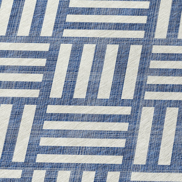 HomeRoots 5' Stylish Navy Blue and Ivory Geometric Area Rug - Durable, Washable, Perfect for Indoor & Outdoor Use 10' X 14' 578777