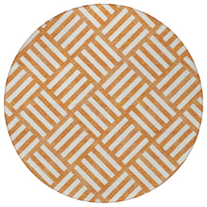 Homeroots 3' Artichoke Green Geometric Washable Area Rug - Stylish Indoor/Outdoor Design For Any Space 8' Round Polyester 578786