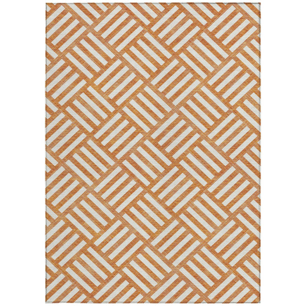 Homeroots 3' Artichoke Green Geometric Washable Area Rug - Stylish Indoor/Outdoor Design For Any Space 8' X 10' Polyester 578787