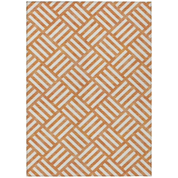 HomeRoots 9' Orange and Ivory Geometric Area Rug – Stylish, Washable, Durable for Indoor and Outdoor Spaces 9' X 12' 578788