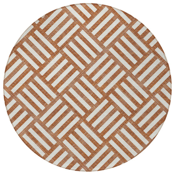 Homeroots 3' Artichoke Green Geometric Washable Area Rug - Stylish Indoor/Outdoor Design For Any Space 8' Round Polyester 578792