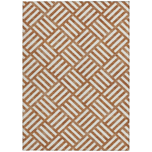 Homeroots 3' Artichoke Green Geometric Washable Area Rug - Stylish Indoor/Outdoor Design For Any Space 8' X 10' Polyester 578793