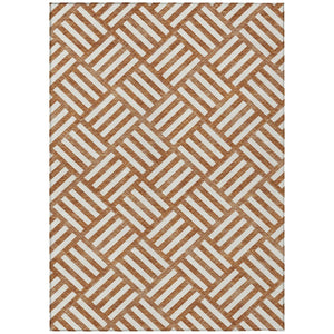 HomeRoots 5' Orange and Ivory Geometric Area Rug – Washable, Durable, Stylish for Indoor and Outdoor Spaces 10' X 14' 578795