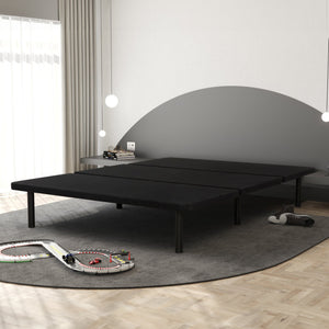 English Elm Upholstered Queen Size Platform Bed Frame with Minimalist Design, Ample Underbed Storage, Sturdy Support and Easy Assembly Black 61 L x 26 W x 6 H B011P198400