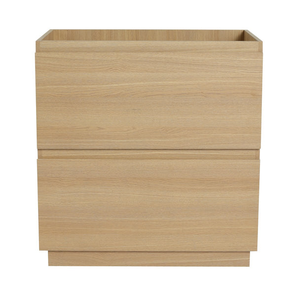 English Elm 30" Modern Bathroom Vanity without Sink – 30" Freestanding Engineered Wood Cabinet with Dual Drawers, Waterproof Finish, Easy Assembly Oak W1972P188250