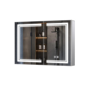 English Elm Mesa Aluminum Led Medicine Cabinet with Defogger Copper Free Mirror Bathroom Storage B2731P478364