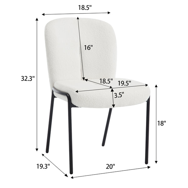English Elm Heng modern iron-leg dining chair with high back and cashmere upholstery, durable craftsmanship, versatile seating White W212P178571