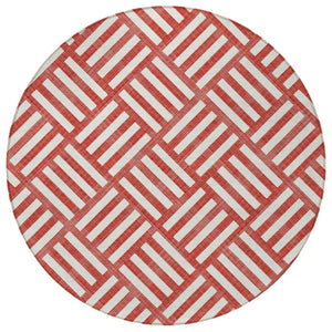 Homeroots 3' Artichoke Green Geometric Washable Area Rug - Stylish Indoor/Outdoor Design For Any Space 8' Round Polyester 578810