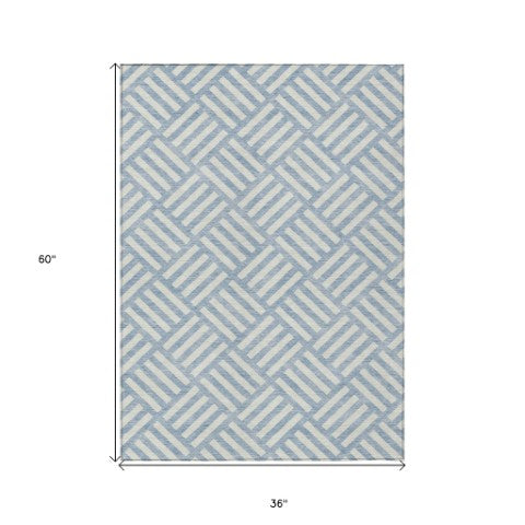 Homeroots 3' Artichoke Green Geometric Washable Area Rug - Stylish Indoor/Outdoor Design For Any Space 3' X 5' Polyester 578814